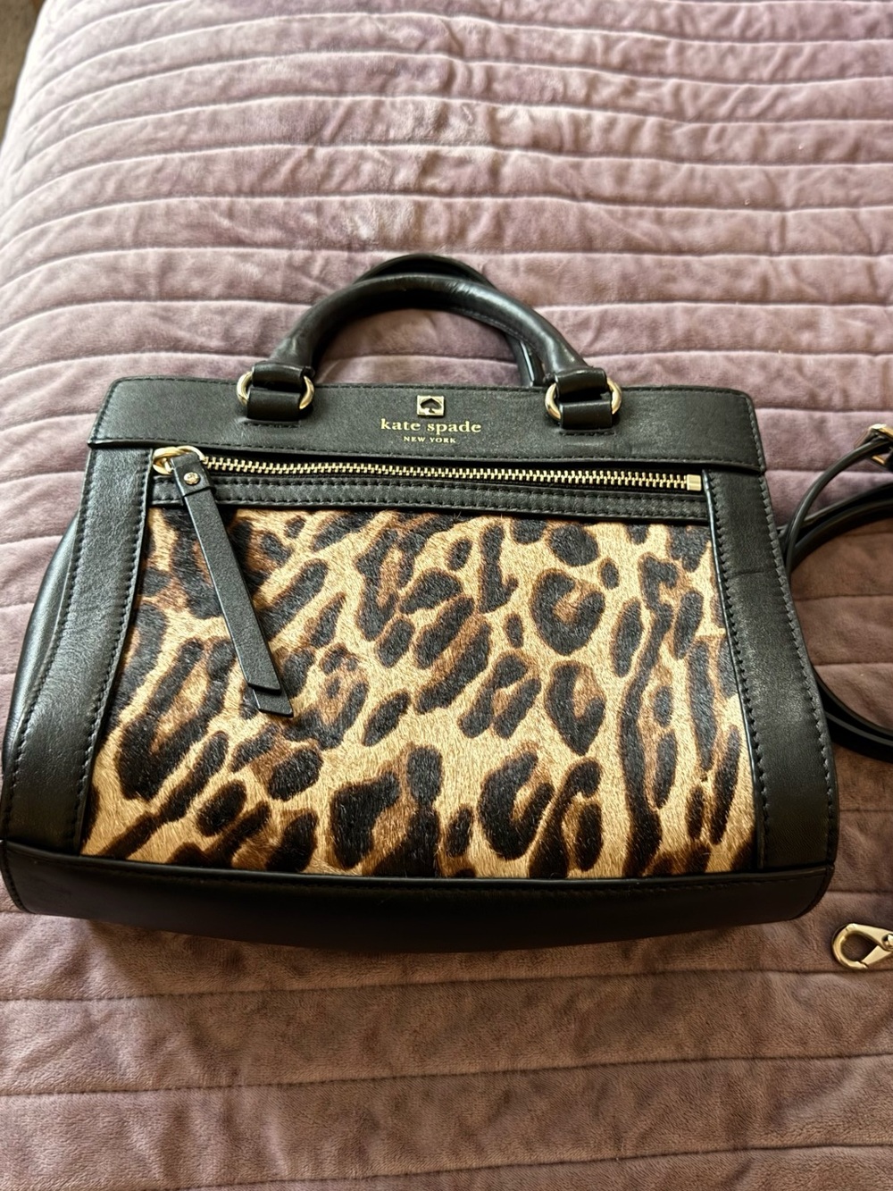 kate spade Leopard Print Satchel in Black and Brown